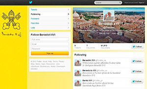  This is a screen capture of Pope Benedict XVI's newly created Twitter account. The pope began tweeting Dec. 12, 2012, using the handle @Pontifex. (CNS/Vatican)