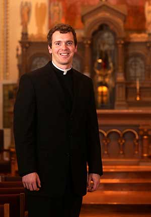 Deacon Philip Schumaker, pictured in the Christ King Chapel at Saint Francis de Sales Seminary, St. Francis, on Thursday, April 25, will be ordained a priest of the Archdiocese of Milwaukee on Saturday, May 18. (Catholic Herald photo by Allen Fredrickson)