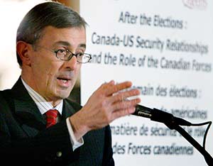 Former Massachusetts Gov. Paul Cellucci, 65, who served as ambassador to Canada during 9/11, speaks at the Canadian Conference of Defense Associations in Ottawa in this 2005 file photo. Cellucci, a Catholic, died June 8 after a five-year battle with Lou Gehrig's disease. (CNS photo/Chris Wattie, Reuters)