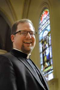 Deacon Patrick Behling, pictured at Saint Francis de Sales Seminary, St. Francis, on Wednesday, April 27, will be ordained a priest of the Archdiocese of Milwaukee (Catholic Herald photo by John Kimpel)