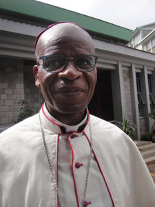 Bishop Placide Lubamba Ndjibu of Kasongo, Congo, pictured during an April 30 visit to Nairobi, Kenya, expressed fear that violence will mar his country's upcoming general elections unless the government of President Joseph Kabila and the opposition parties work to reconcile their differences. (CNS photo/Kenny Katombe, Reuters)