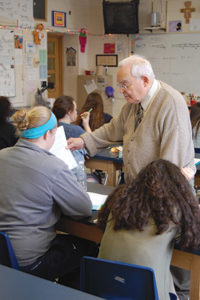 Ed Drexler teaches biology at Pius XI High School – something he has done since 1950. An alumnus who attended the school on a $50 scholarship, it is the only place he has taught.