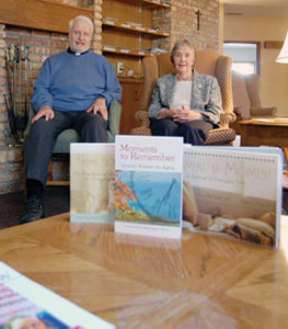 Jesuit Fr. Eugene F. Merz and Sister of the Holy Child of Jesus Carol Ann Smith have collaborated on three books. The latest, “Moments to Remember: Ignatian Wisdom for the Aging,” focuses on the reader’s relationship with Jesus by reflecting on the aging process. (Catholic Herald photo by Ricardo Torres) 