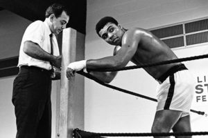 Boxing legend Muhammad Ali is seen in a 1967 photo with his trainer Angelo Dundee ahead of his fight with Ernie Terrell at the Astrodome in Houston. Ali died June 3 at age 74 after a long battle with Parkinson's disease. (CNS photo/Action Images, MSI via Reuters)