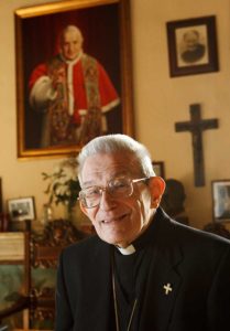Italian Cardinal Loris Capovilla, who served St. John XXIII before and after he became pope, died May 26 at the age of 100 in Bergamo, near Milan. He is pictured in a 2012 photo. (CNS photo/Paul Haring)