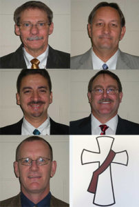 The five to be ordained are Ted Faust, clockwise beginning top left, Steven Pemper, Joseph Michael Senglaub, James Starke and Henry Reyes. (Submitted photos courtesy the Office for Deacons.)