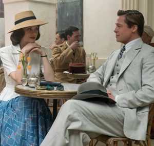Brad Pitt and Marion Cotillard star in a scene from the movie “Allied.” (CNS photo/Daniel Smith, Paramount)