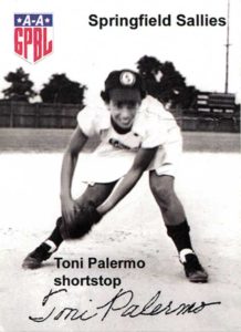 Sr. Toni Ann Palermo, a former women’s professional baseball player, was inducted into the National Women’s Hall of Fame in Cooperstown, New York, in 1982. The baseball card above shows her during her playing days.
