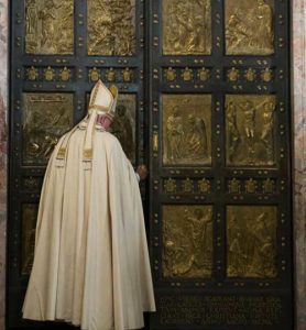Pope Francis closes the Holy Door of St. Peter’s Basilica to mark the conclusion of the jubilee Year of Mercy at the Vatican Nov. 20. (CNS photo/L’Osservatore Romano, handout)