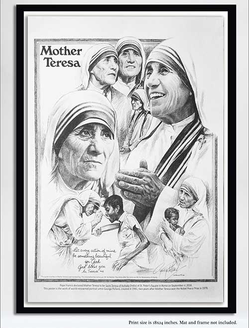 Mother Teresa Pen Drawing Art Print by DeMoose Art | Society6-saigonsouth.com.vn