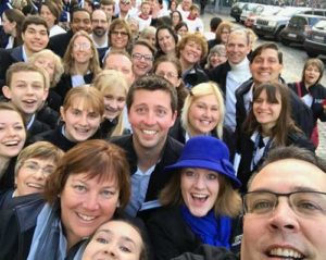 Members of the Milwaukee Mercy Choir pose for a selfie during their Nov. 14-22 trip to Italy to sing during the closing of the Holy Door ceremony at St. Peter’s Basilica marking the end of the Jubilee of Mercy. (Submitted photo courtesy the Milwaukee Mercy Choir)
